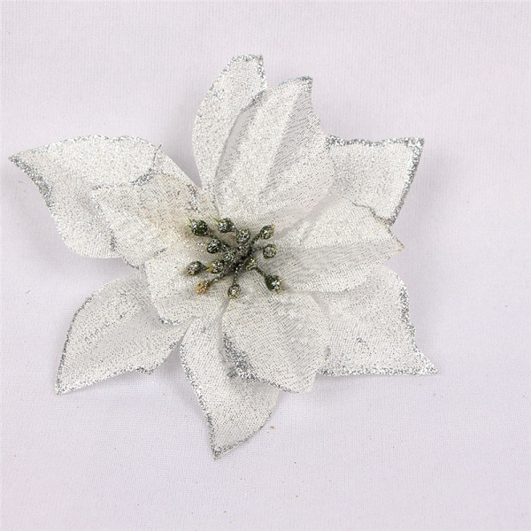 10st konstgjord julstjärna Blomma Jul Dekorativ Glitter Blomma Julgran Bröllopsdekoration Red 10pcs
