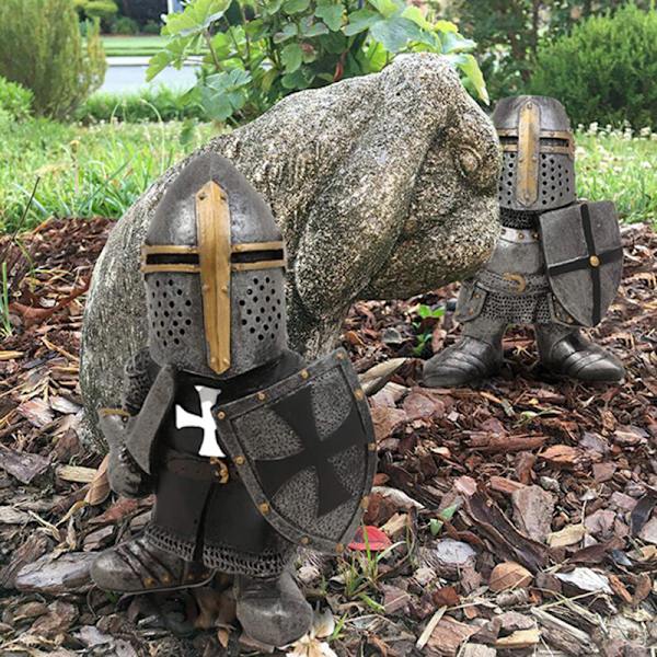 Knight Gnomes Guard 1/8 st Harts Desktop Ornament Skulptur Soldat Miniatyr Figur Collection Heminredning G