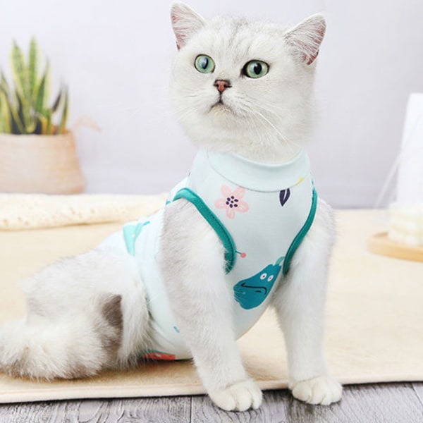 Cat Recovery Suit Katt efter operation Återhämtningsdräkt Husdjurssteriliseringsväst Green M