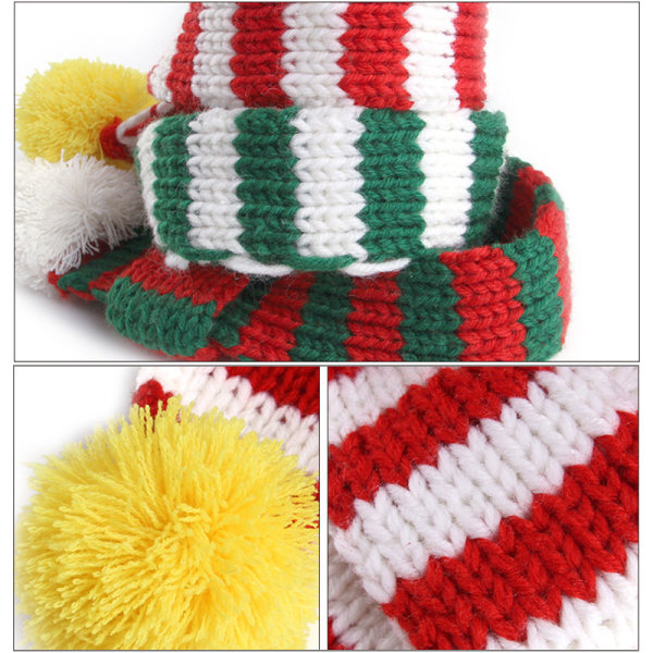 Jul Hund Katt Mössa Scarf Set Festival Pet Plysch Bär Dekorativ Xmas Outfit Husdjurstillbehör Tillbehör för alla raser Red Green L