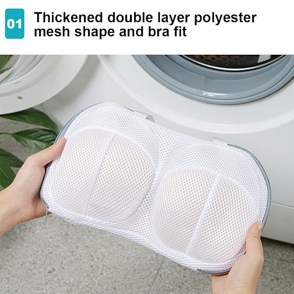 Underware Mesh tvättpåse Anti-deformation bysthållare rengöringspåse för tvättmaskin Gray Edge Style