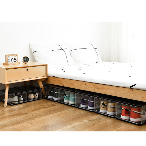5 st transparenta stapelbara skoskåp förtjockade dammsäkra plast clamshell lådtyp skoförvaringslåda arrangör White 1PC