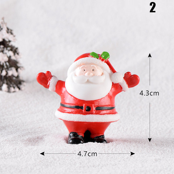 Jultema DIY Mini miniatyrfigur Trädgårdsdeko Jultomten Snögubbe Mikrolandskap för juldekoration 2