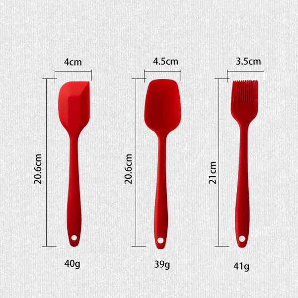 6st silikonspadar Set Värmebeständig non-stick bakredskap Set för matlagning Bakning Mixa Köksmaterial Red
