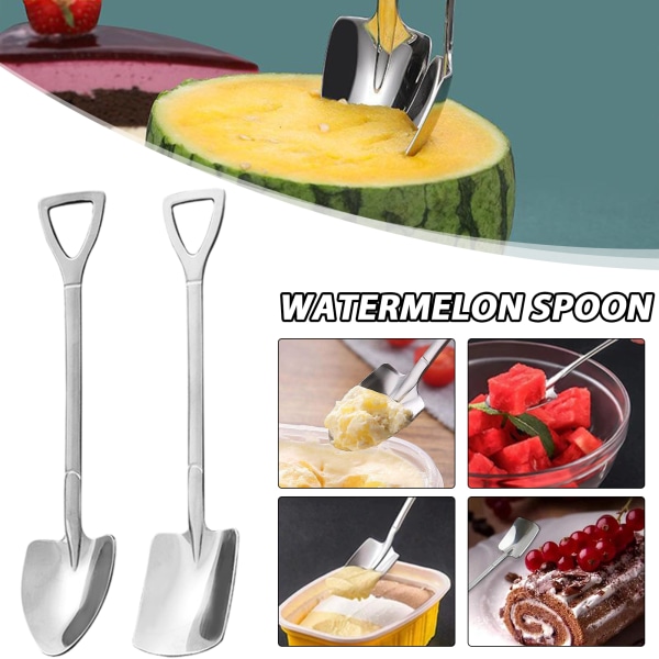 Rostfritt stål Spade Sked Kaffe Dessert Vattenmelon Sked Matskålar Verktyg Flat