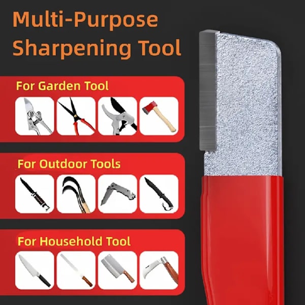 Universal Portable Garden Sax Sharpener Multipurpose Sharpening Stone för häcksax Red