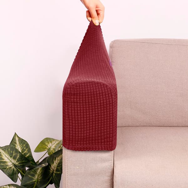 2 st Soffmöbler Armstödsöverdrag Soffstol Armskydd Stretchy för hemmet Wine Red