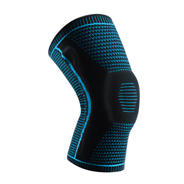Utomhuskompression Sport Silikonfjäder Andningsbara knäskydd Vandring Löpning Basket Cykling Stickade knäskydd Blue L