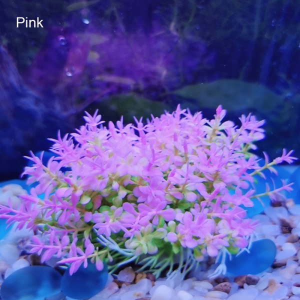 Fish Tank Artificiell vattenväxt Plastgräs Akvarium Dekor Tillbehör Pink