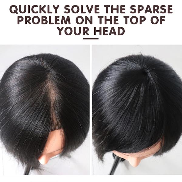 Clip-On Hair Topper Straight Extension Cover Vit Sparse Hair Hairpiece Dark Brown