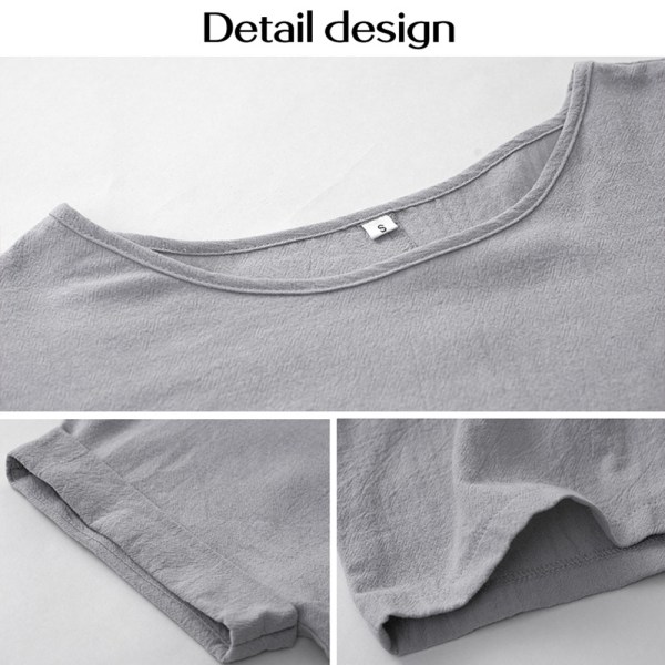 Casual enfärgad T-shirt med korta byxor Bekväma andningsbara kläder för kvinnor dagligt slitage Light Grey L