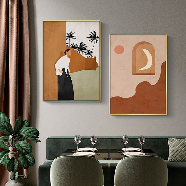 Dekorativ målning Abstrakt konstaffisch Hängning/Placering Enkel Morandi Väggdekor Rumsprydnad för hemmakontor 30X40CM