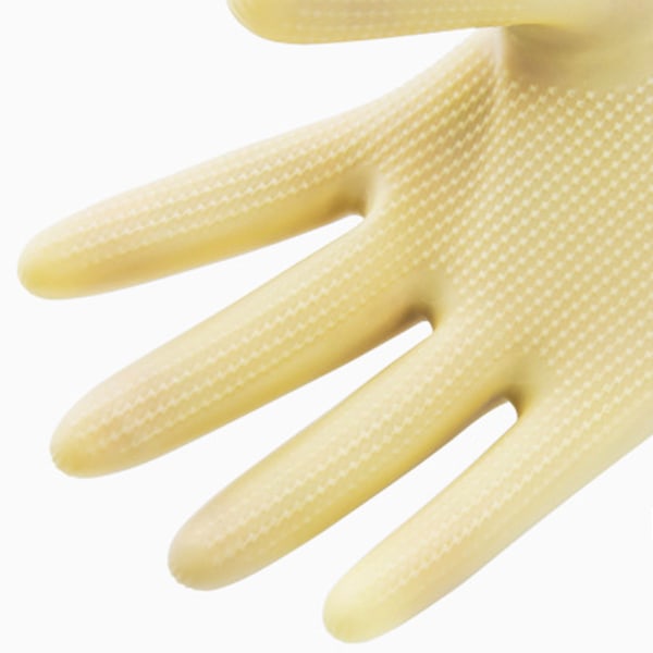 Långa Handskar Gummihandskar för Diskning Rengöring Hushåll Kök med eElastiska Manschetter beige L (Palm length> 8.5cm)
