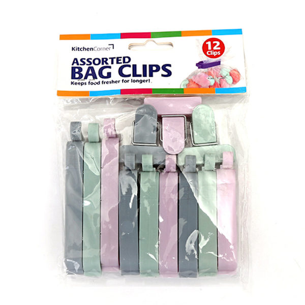 12 st/ set Snack Bag Sealer Färsk mat Förvaringspåse Clips Köksverktyg Tillbehör Mini tätningsklämma med 3 storlekar 3 färg