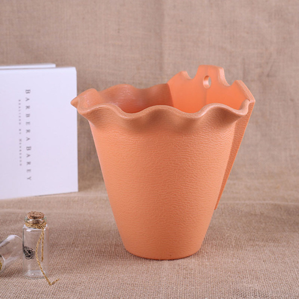 Vägghängande kruka Plast Bekvämlighet Väggfäste Blomkruka Växter Behållare Korg Kruka för inomhus utomhus Orange