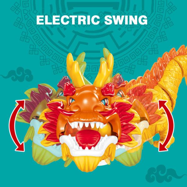 Elektrisk Swing Dragons dansleksak med färgglada ljus Roliga lätta ljud lätt leksak för pojkar flickor Dragon Dance