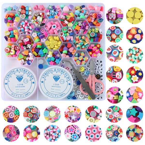 DIY färgglada pärlor Set Handgjorda pärlarmband gör tillbehör för barn flickor 526PCS