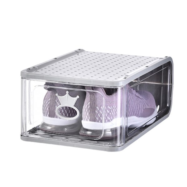 5 st transparenta stapelbara skoskåp förtjockade dammsäkra plast clamshell lådtyp skoförvaringslåda arrangör White 5PCS