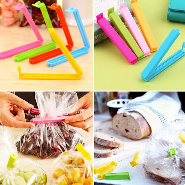 12st/ set Matpåse Tätningsklämmor Köksmatkonservering Snackpåsklämma