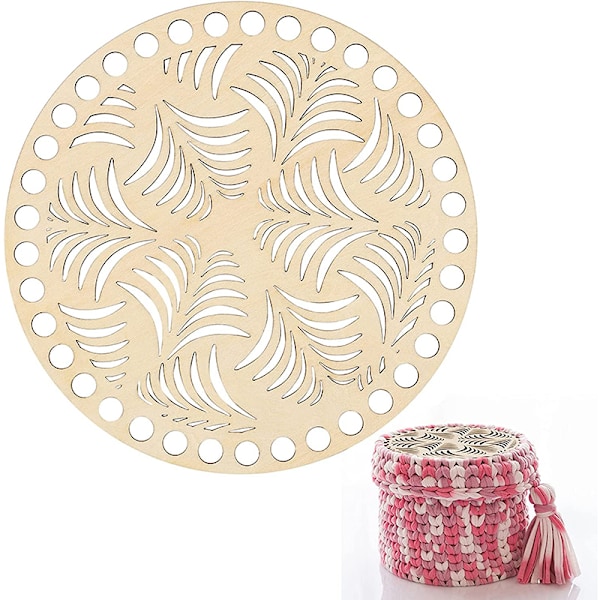 2 ST Träplattor för stickning Virkad vävd korgpåse Botten/ Cap Vävning Craft Shaper med hål för DIY 3