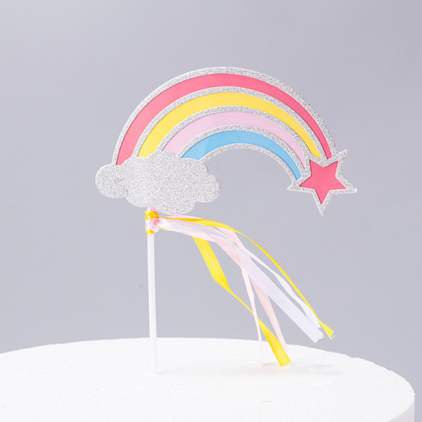 Cake Toppers Söta färgglada tårtdekorationer Festtillbehör för födelsedagsbröllopsfest C