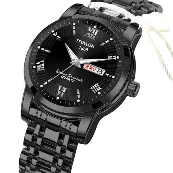 Helautomatisk mekanisk watch för män Enkel vattentät armbandsur Present för födelsedag Pure Black