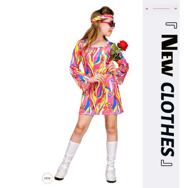 Retro Cosplay-kostym för flickor, långärmad rollspelsdräkt, temafest, scenkläder EE403 S
