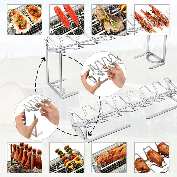 Kycklingben och vingställ i rostfritt stål Grill för rökare utomhusmatlagning Small