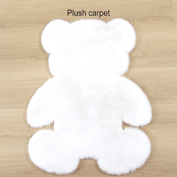 Söt djurformad matta konstgjord fluffig tecknad björnformad matta Faux kaninhår för hemmet sovrum Vardagsrum White 60cm*80cm