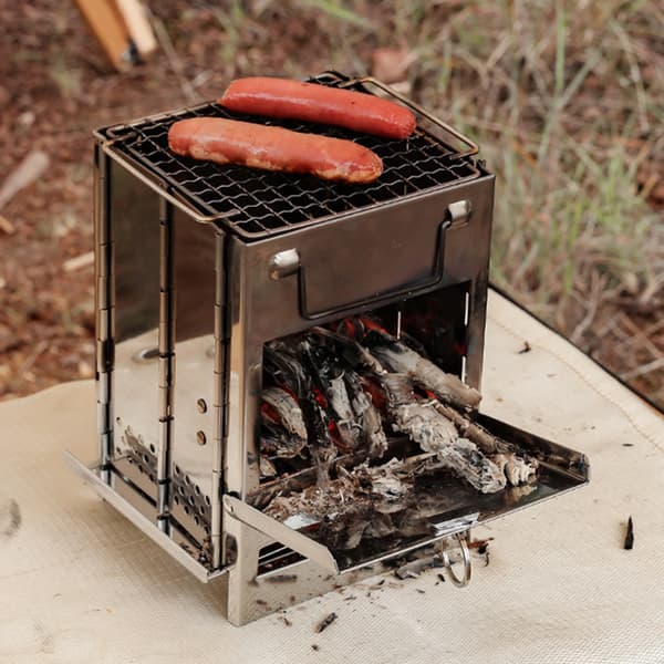 Hopfällbar vedeldad spis Bärbar lätt picknickgrill för campingvandring Medium