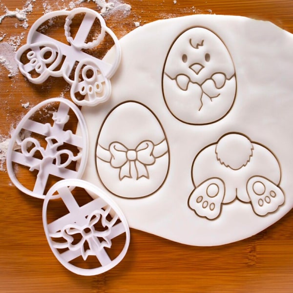 Cookie Cutter Stämpel påskägg/kaninprägling Impress pressande stencil bakverktyg för kex gör-det-själv hantverk Bunny Butt