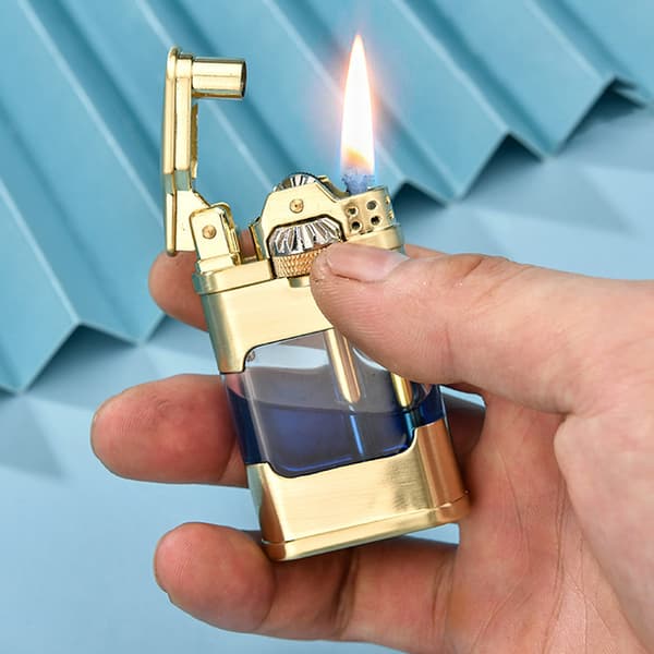 Kraftig synlig brændstoftank flint lighter til mænd synlig brændstoftank kerosenes lighter samlerobjekt til far Black Brushed