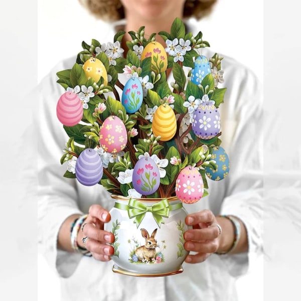 Easter Egg Tree Gratulationskort för skrivbordet Snyggt personligt papperskort för vardagsrummet cards