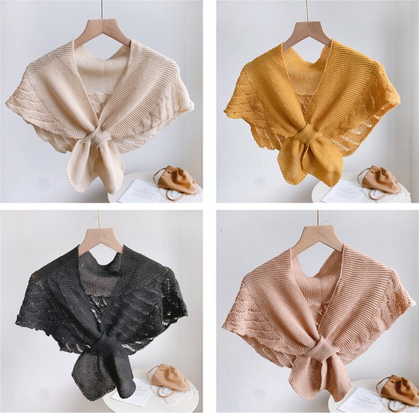 Mode Fishtail Mönster Liten Sjal Casual Bekväma Kläder För Kvinnor Flickor Kvinna Beige