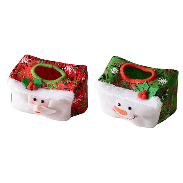 Jul Tissue Box Cover Söt Tissue Case Case Hållare för kontor Kök Vardagsrum Green