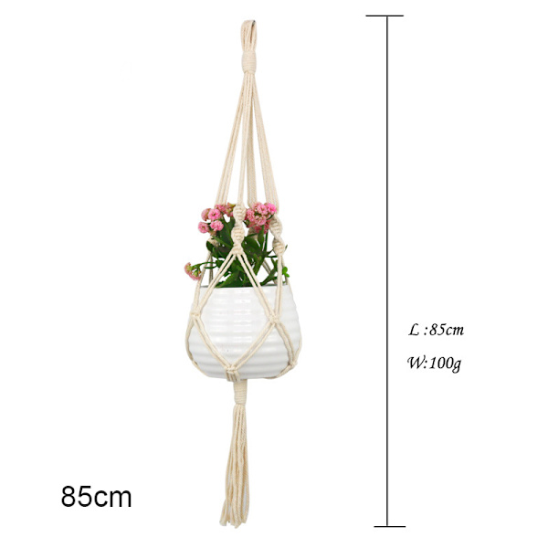 Macrame Växthängare Inomhus Utomhus hängande växthållare Hängande planteringsställ Blomkrukor för dekorationer Set