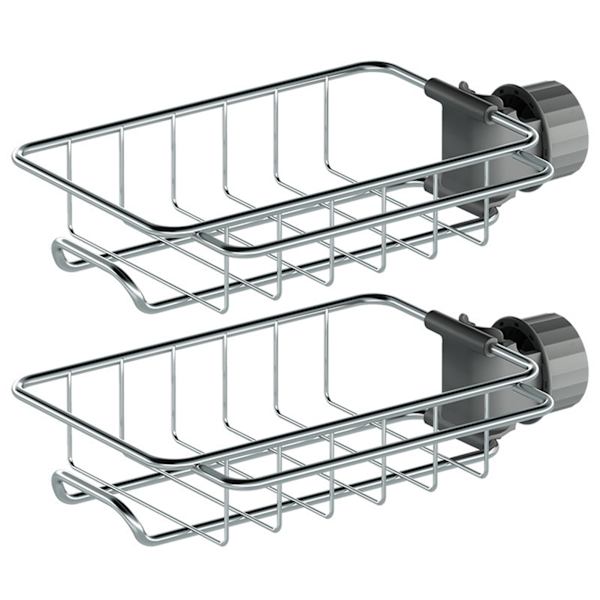 Svamp Holder Over Hane Køkkenvask Caddy Organizer Justerbar Rustfrit Stål Svamp Holder Til Køkkenvask 2pcs
