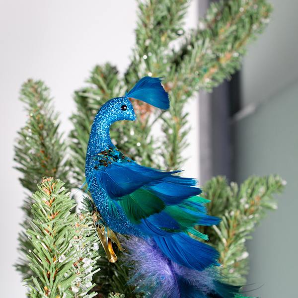 Christmas Simulation Peacock Pendant Long Tail Peacock Xmas Tree Hängande Dekor 1