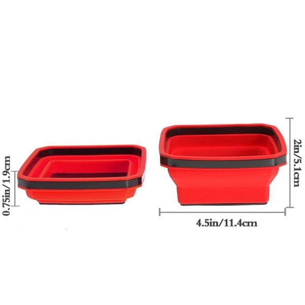 1/4 st silikon hopfällbar magnetisk delbricka Multifunktionell bärbar verktygslåda för hårdvarudelar Red