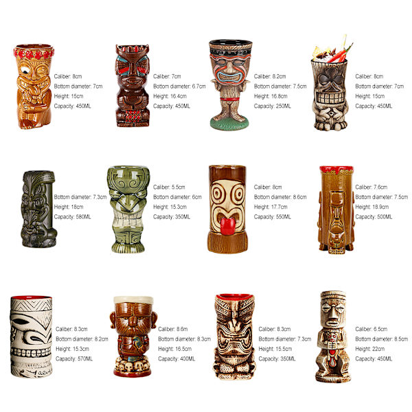 Härlig Hawaii-stil keramisk mugg Flerfunktions-återanvändbar kopp Hem Bar Party Drinkware C 415ML