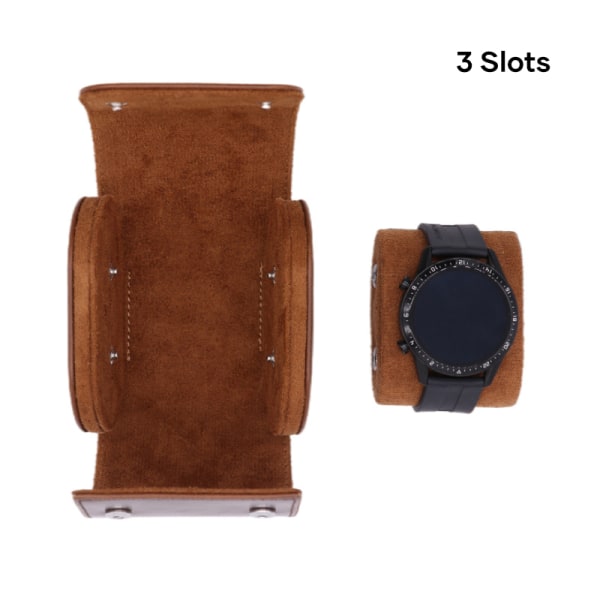 Watch Roll Case Läder Watch Roll Box Watch Roll Organizer för män Brown 1 Slot