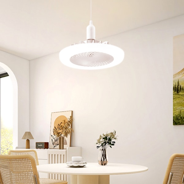 LED takfläkt ljus med E27 skruv Justerbara lägen Airs Cooler för hemmamatsal Warm