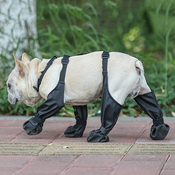 Husdjur utomhus vattentäta hängselstövlar Universal Anti-Dropping Pet Paw Skor för liten medelstor hund S