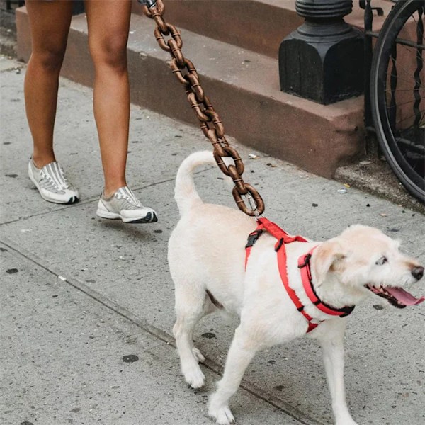 Rolig hundkoppel Simulering Livsliknande Järnkedja Lätt Plast Dragrep För Hundpromenader Bronze Large 1.5 M