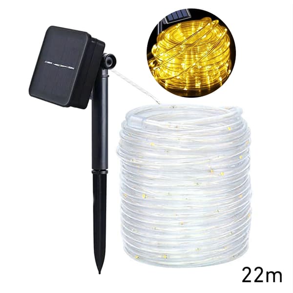 7m/12m/22m 8 lägen Solar Light String Multipurpose Vattentäta lampor för trädgårds uteplatser Warm Light 22m