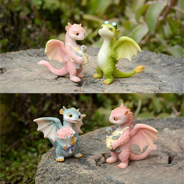 Söt drakestaty Landskap Hartsfigurer Trädgårdshantverk Dekorationer Djurprydnader Hemtillbehör Standing Dragon