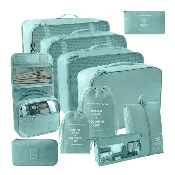 9 st/11 st enfärgad reseförvaringsväska Set Bärbar resväska Kläder packpåse för resa Blue