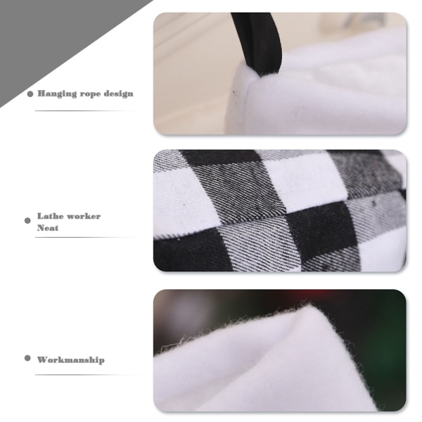 Julgran strumpor dekoration galler mönster hängande handarbeten för träd White Black Plaid L