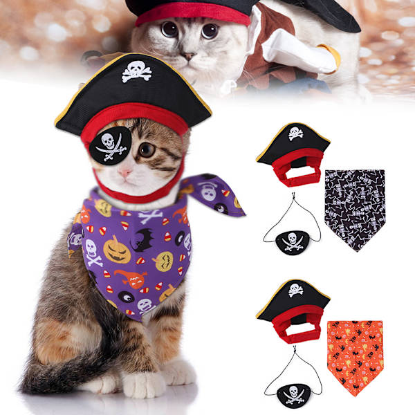 Piratformad hatt justerbar design för husdjur som bär Set B94136-1