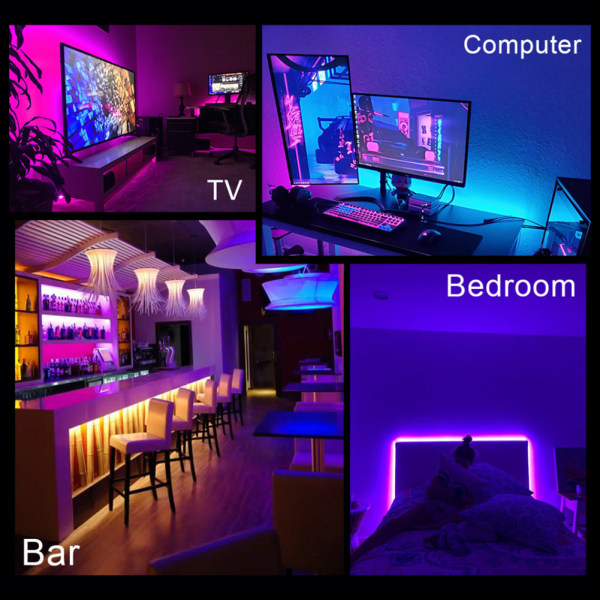 RGB- set med fjärrkontroller Bluetooth-kompatibla appar Party Bröllopslampor Dekor för inomhusrum 2m